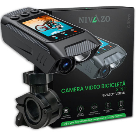 Camere video acțiune - Camera video bicicleta 3 in 1 Nivazo Vision, ecran 2.0 inch IPS, acumulator 2500mAh