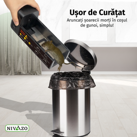 Capcana electrica soareci, Nivazo® MK08, tip cusca, 30 socuri electrice, 4 moduri semnalizare, ecologica, negru [5]