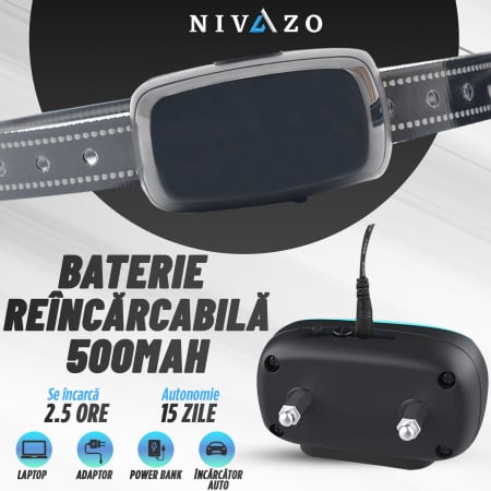 Gard invizibil câini Nivazo SafeZone, 2 zgărzi, transmitator, rezistent la apă, 5000 mp, cablu 200m [3]