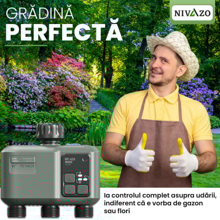 Programator pentru irigare Nivazo® WaterMaster HCT-638, adaptor Wifi, 3 zone, detectie ploaie [4]