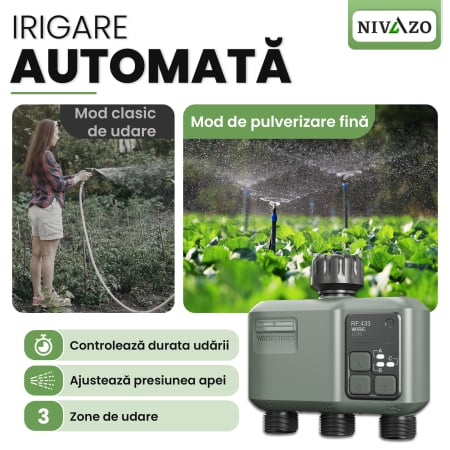 Programator pentru irigare Nivazo® WaterMaster HCT-638, adaptor Wifi, 3 zone, detectie ploaie [3]