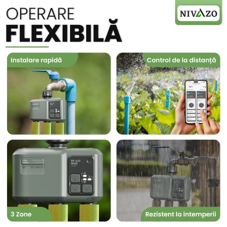 Programator pentru irigare Nivazo® WaterMaster HCT-638, adaptor Wifi, 3 zone, detectie ploaie [5]