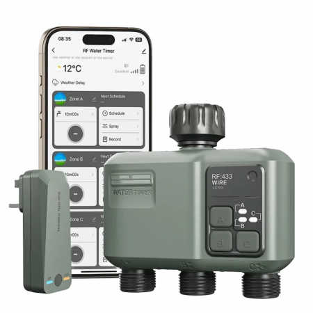 RESIGILATE - Programator pentru irigare Nivazo® WaterMaster HCT-638, adaptor Wifi, 3 zone, detectie ploaie