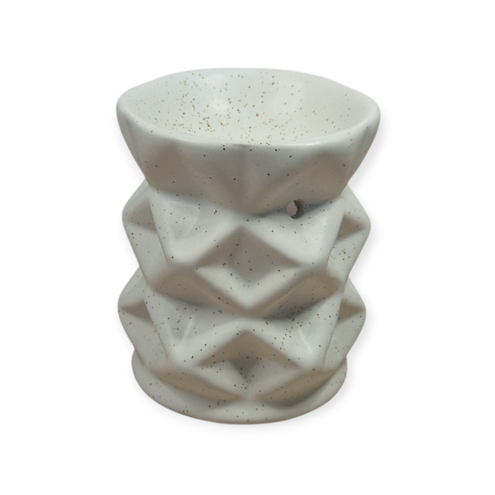 Aromatizor ceramic geometric – Alb mat stropit – Suport pentru ceară parfumată [2]
