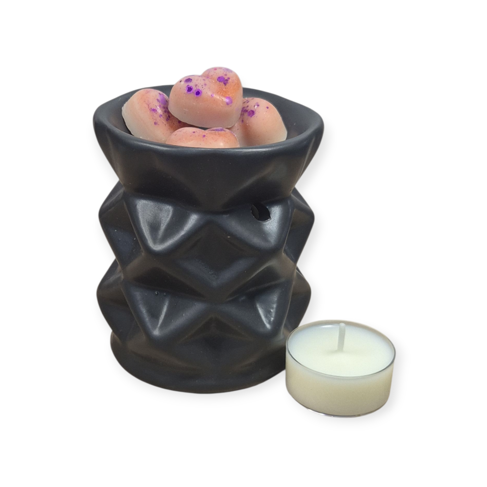 Aromatizor ceramic geometric – Negru mat stropit – Suport pentru ceară parfumată [4]