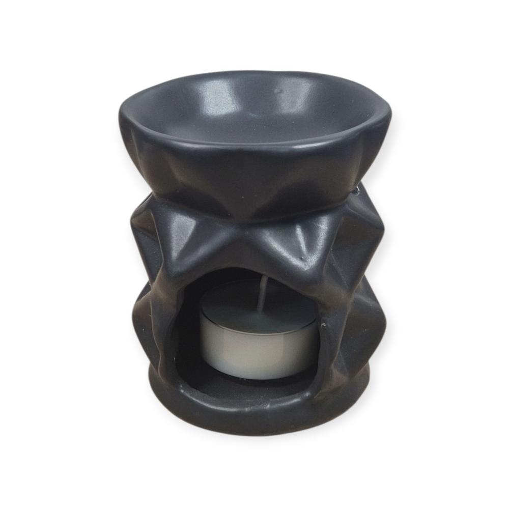 Aromatizor ceramic geometric – Negru mat stropit – Suport pentru ceară parfumată [3]