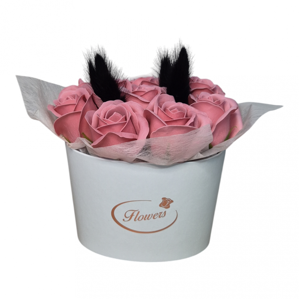 Blush Pink – Cadou elegant cu 9 trandafiri roz din flori de săpun, cutie albă [2]