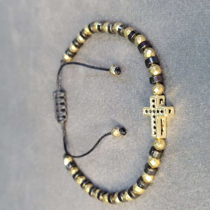 Bratara snur cruciulita inox si pietre zirconiu [2]
