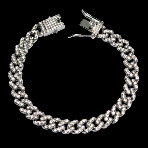 Bratara Stil Cuban Hip Hop din Inox si Pietre Zirconiu 20 cm [2]