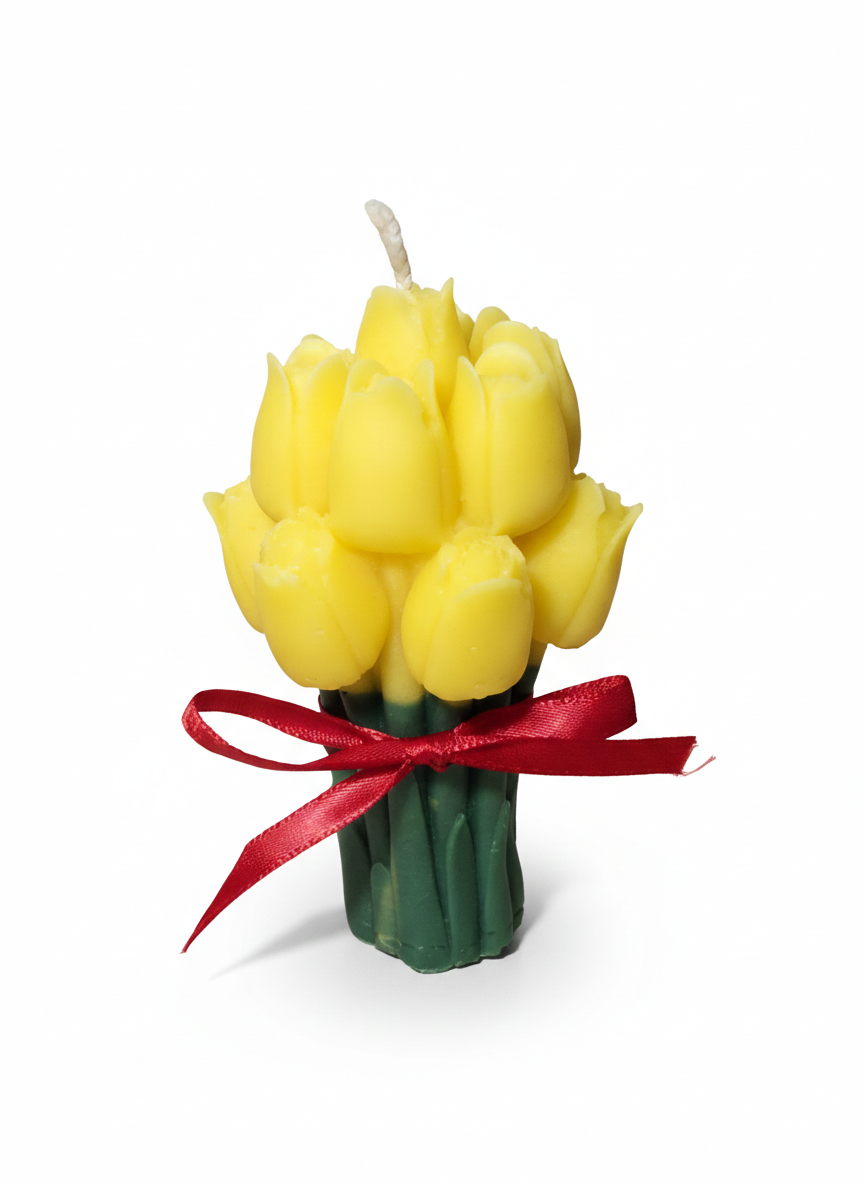 Lumânare Decorativă „Buchet de Lalele Galbene” – Aromă One Million – Ceară de Soia [3]