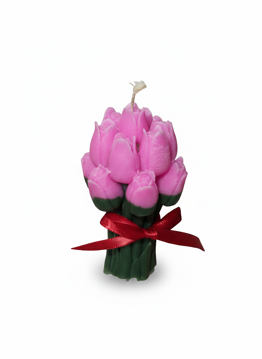 Lumânare Decorativă „Buchet de Lalele Lila” – Aromă de Caprifoi – Ceară de Soia [3]