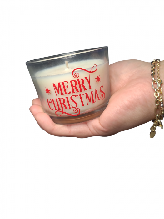 Lumanare in Pahar Ceara Soia Turta Dulce Merry Christmas 120 g [2]