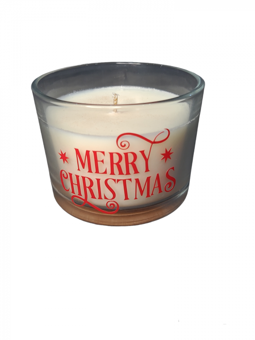 Lumanare in Pahar Ceara Soia Turta Dulce Merry Christmas 120 g [1]