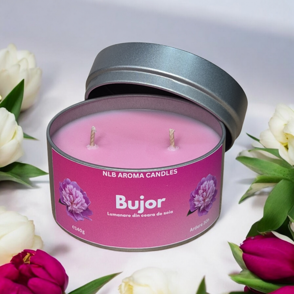 Lumânare Parfumată Bujor – Handmade din Ceară de Soia, 140g [4]