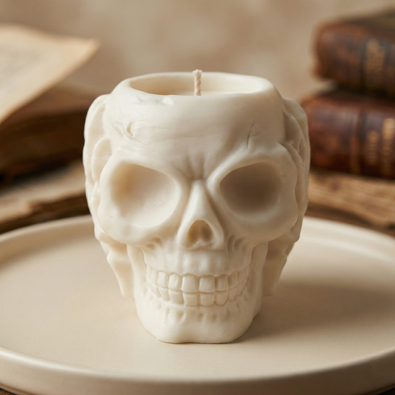 Lumanare parfumata, ceara soia, craniu, Vintage Bookstore, handmade, 45 g [1]
