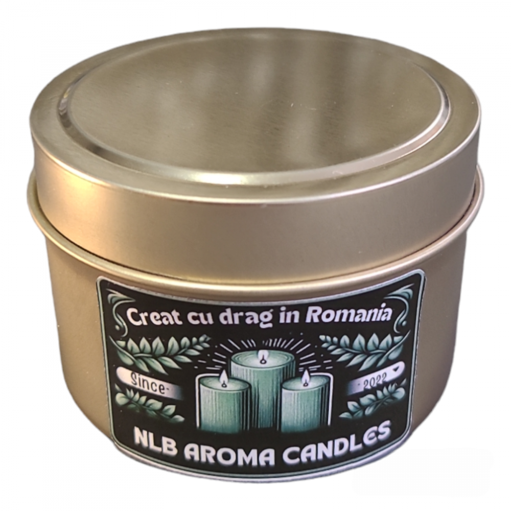 Lumanare parfumata, ceara soia, handmade, Velvet rose Oud, cutie metalica, Rose Gold, 80g [3]