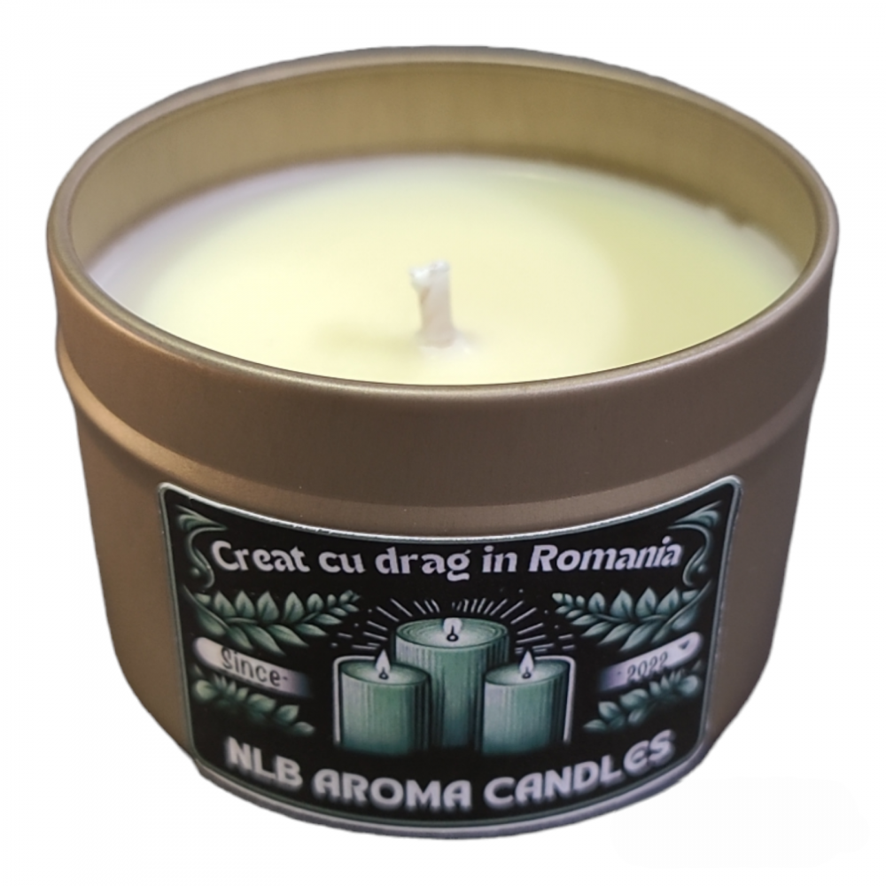 Lumanare parfumata, ceara soia, handmade, Velvet rose Oud, cutie metalica, Rose Gold, 80g [2]