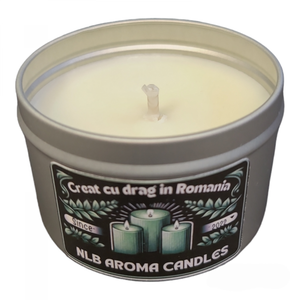 Lumanare parfumata, ceara soia, handmade, Mango si Lime, cutie metalica, inox, 80g [2]
