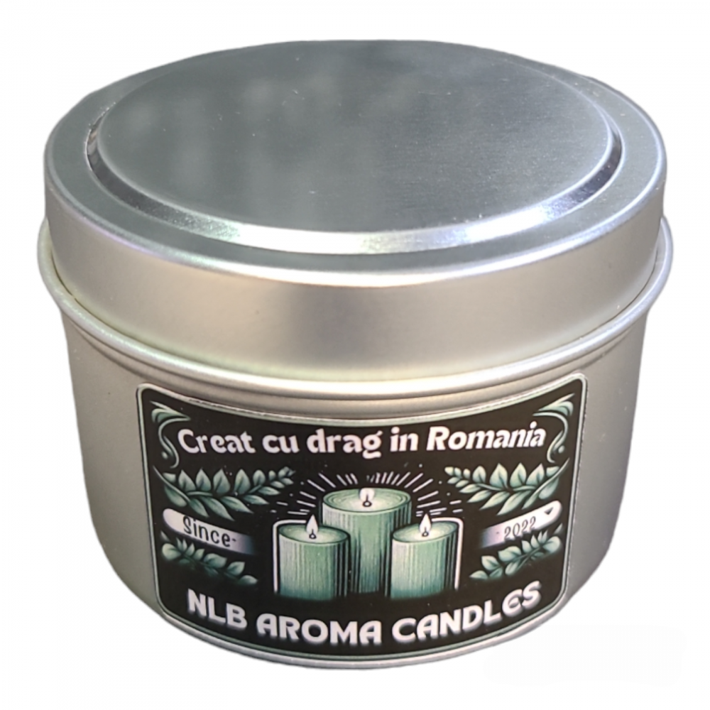 Lumanare parfumata, ceara soia, handmade, Mango si Lime, cutie metalica, inox, 80g [3]