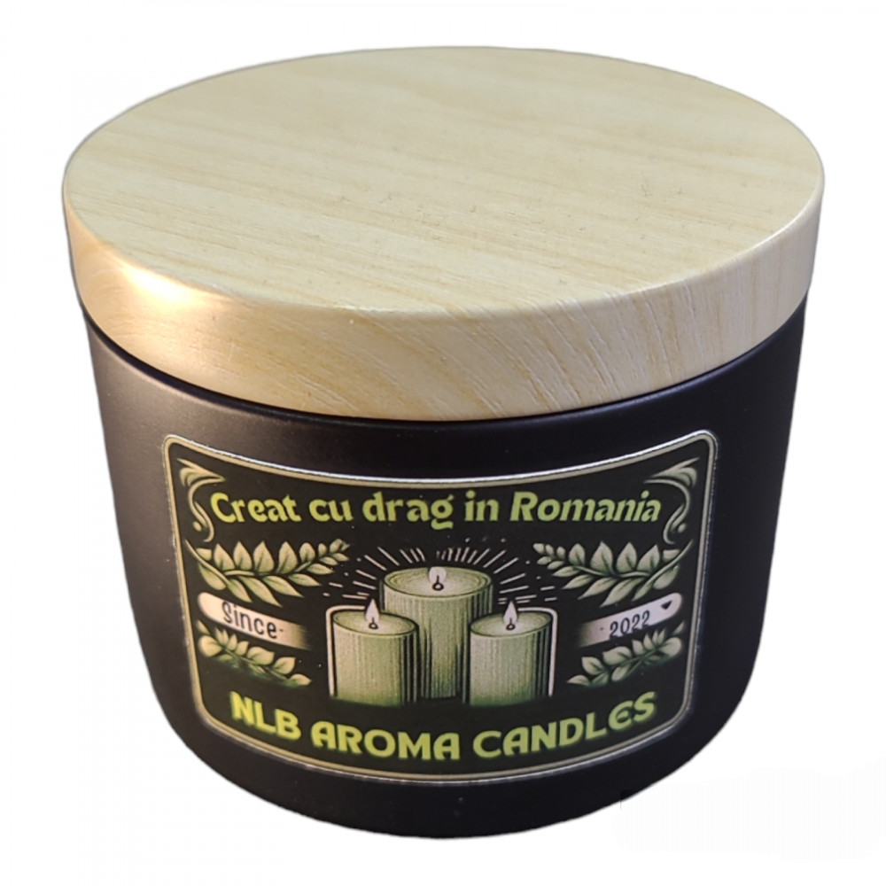 Lumanare parfumata, ceara soia, handmade, Musk & Sandalwood, cutie metalica, Negru, 70g [2]