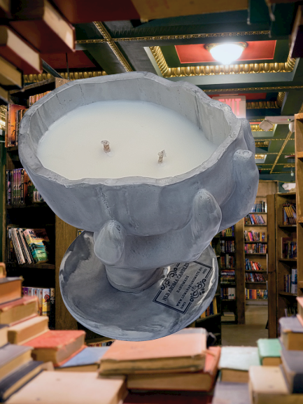 Lumanare parfumata, decor mana, parfum vintage book store,ceara din soia, turnata manual, 400g [4]