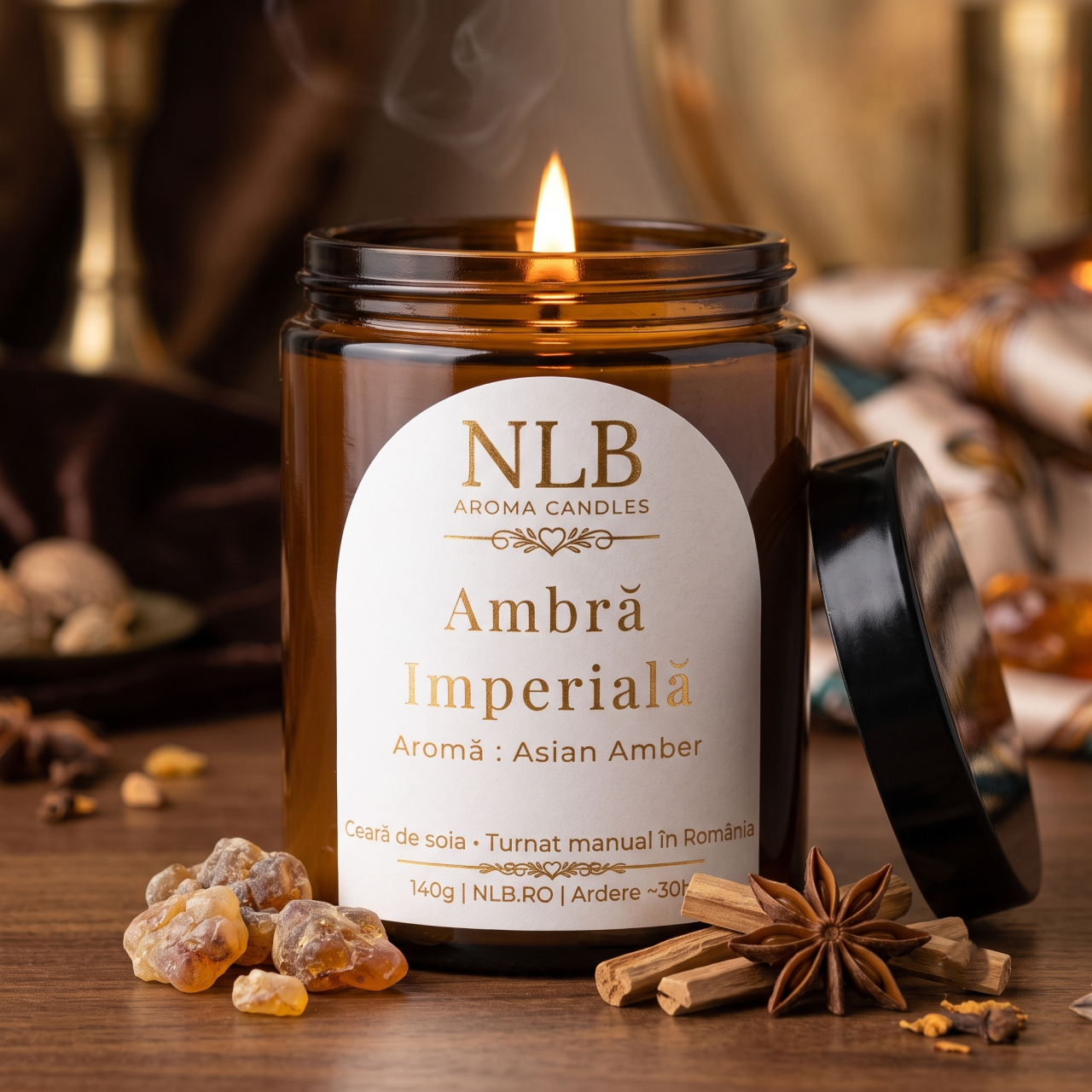 Lumânare Parfumată din Ceară de Soia "Ambră Imperială" - Asian Amber, 140g [2]