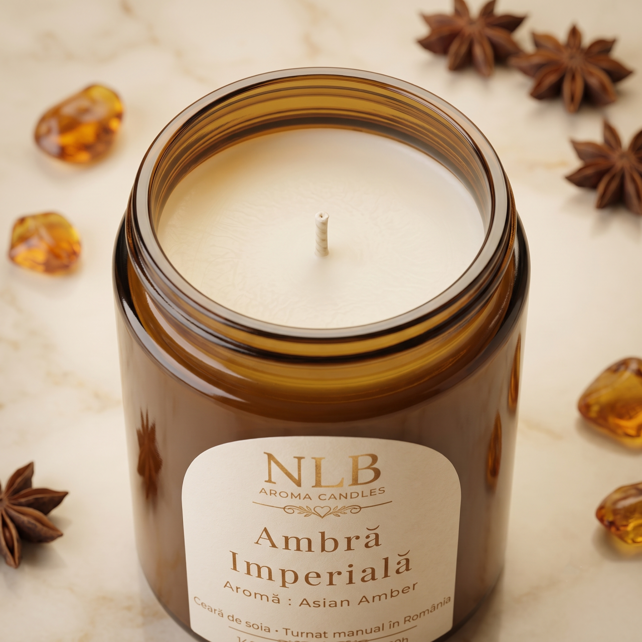 Lumânare Parfumată din Ceară de Soia "Ambră Imperială" - Asian Amber, 140g [4]