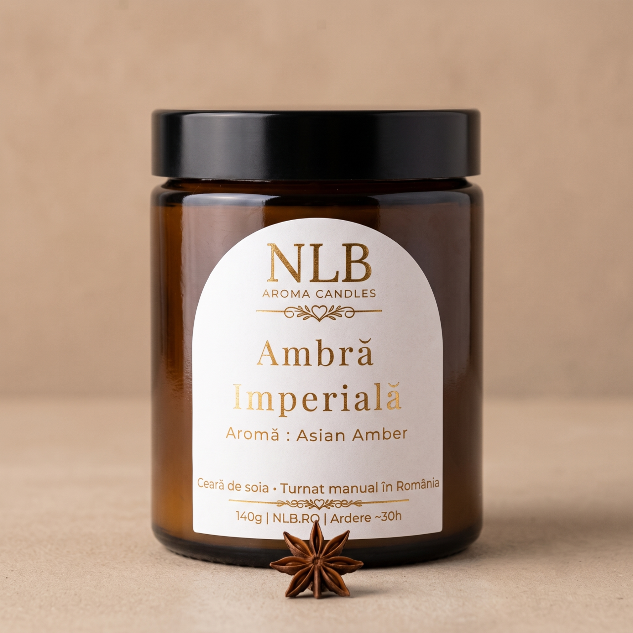 Lumânare Parfumată din Ceară de Soia "Ambră Imperială" - Asian Amber, 140g [3]