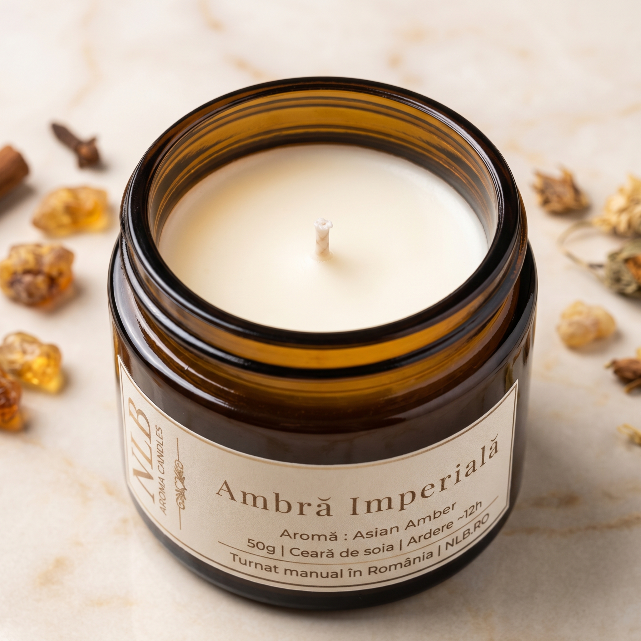 Lumânare Parfumată din Ceară de Soia "Ambră Imperială" - Asian Amber, 50g [2]