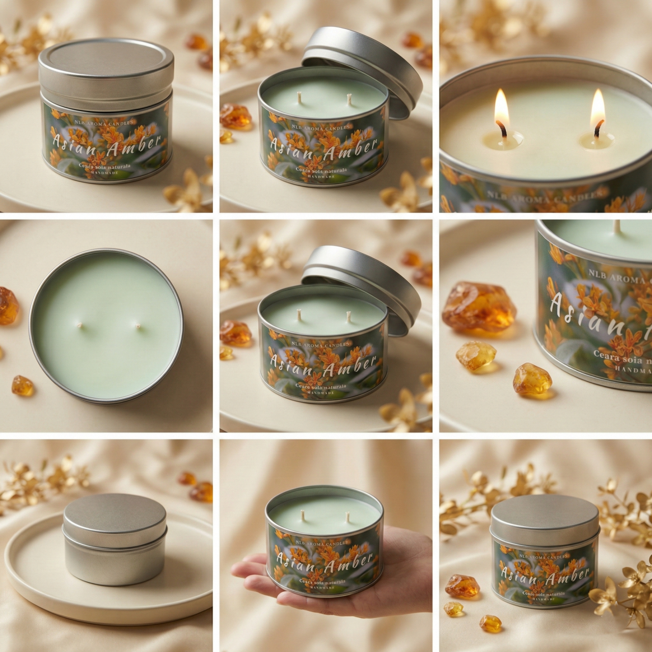 Lumanare parfumata din ceara de soia, Asian Amber, Handmade, 140g [2]