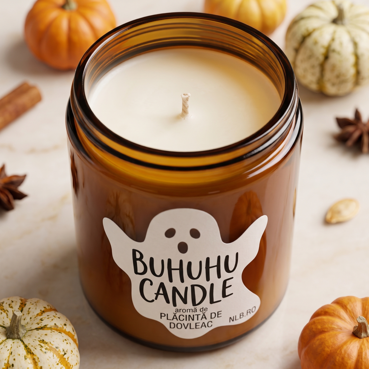 Lumânare Parfumată din Ceară de Soia "Buhuhu Candle" - Plăcintă de Dovleac, 140g [4]