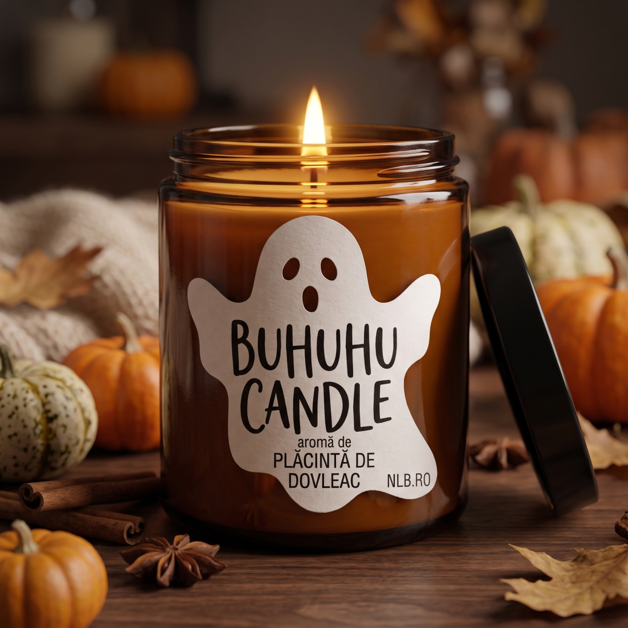 Lumânare Parfumată din Ceară de Soia "Buhuhu Candle" - Plăcintă de Dovleac, 140g [2]
