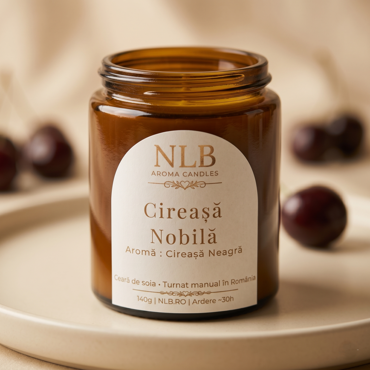 Lumânare Parfumată din Ceară de Soia "Cireașă Nobilă" - Cireașă Neagră, 140g [2]