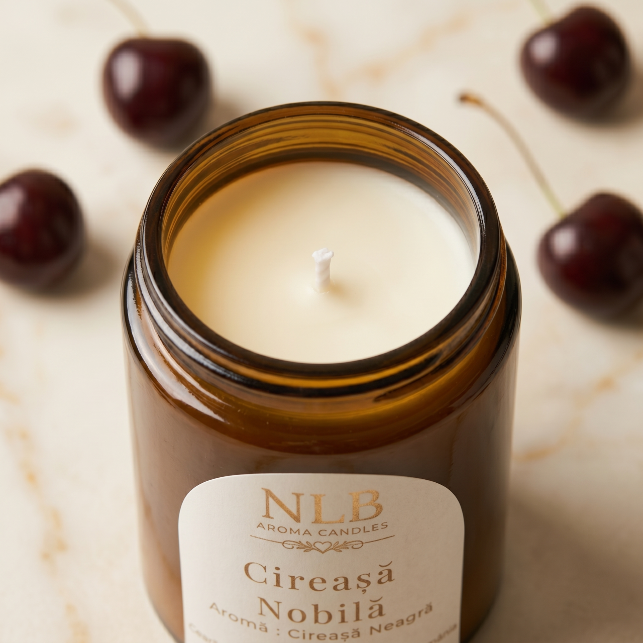 Lumânare Parfumată din Ceară de Soia "Cireașă Nobilă" - Cireașă Neagră, 140g [4]