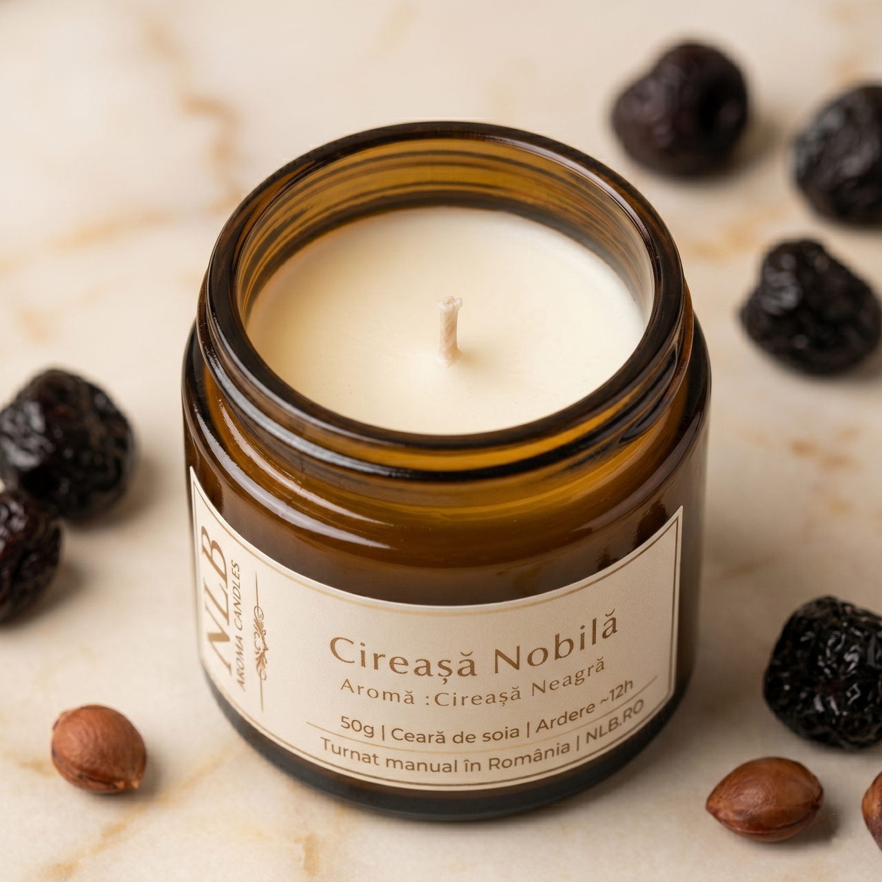 Lumânare Parfumată din Ceară de Soia "Cireașă Nobilă" - Cireașă Neagră, 50g [4]