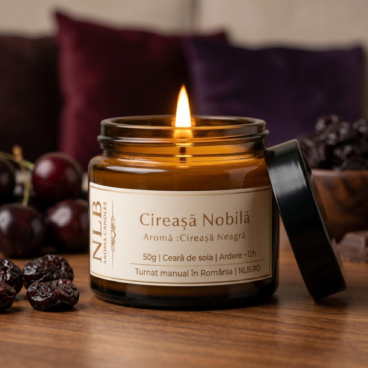 Lumânare Parfumată din Ceară de Soia "Cireașă Nobilă" - Cireașă Neagră, 50g [2]