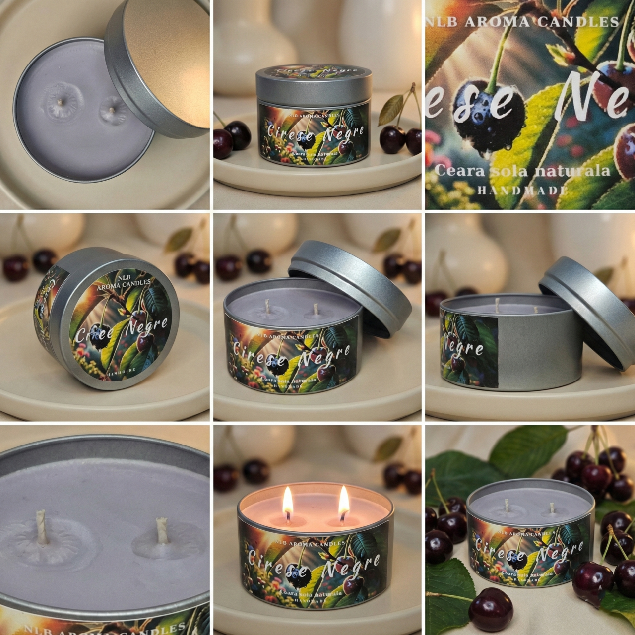 Lumanare parfumata din ceara de soia, Cirese negre, Handmade, 140g [4]