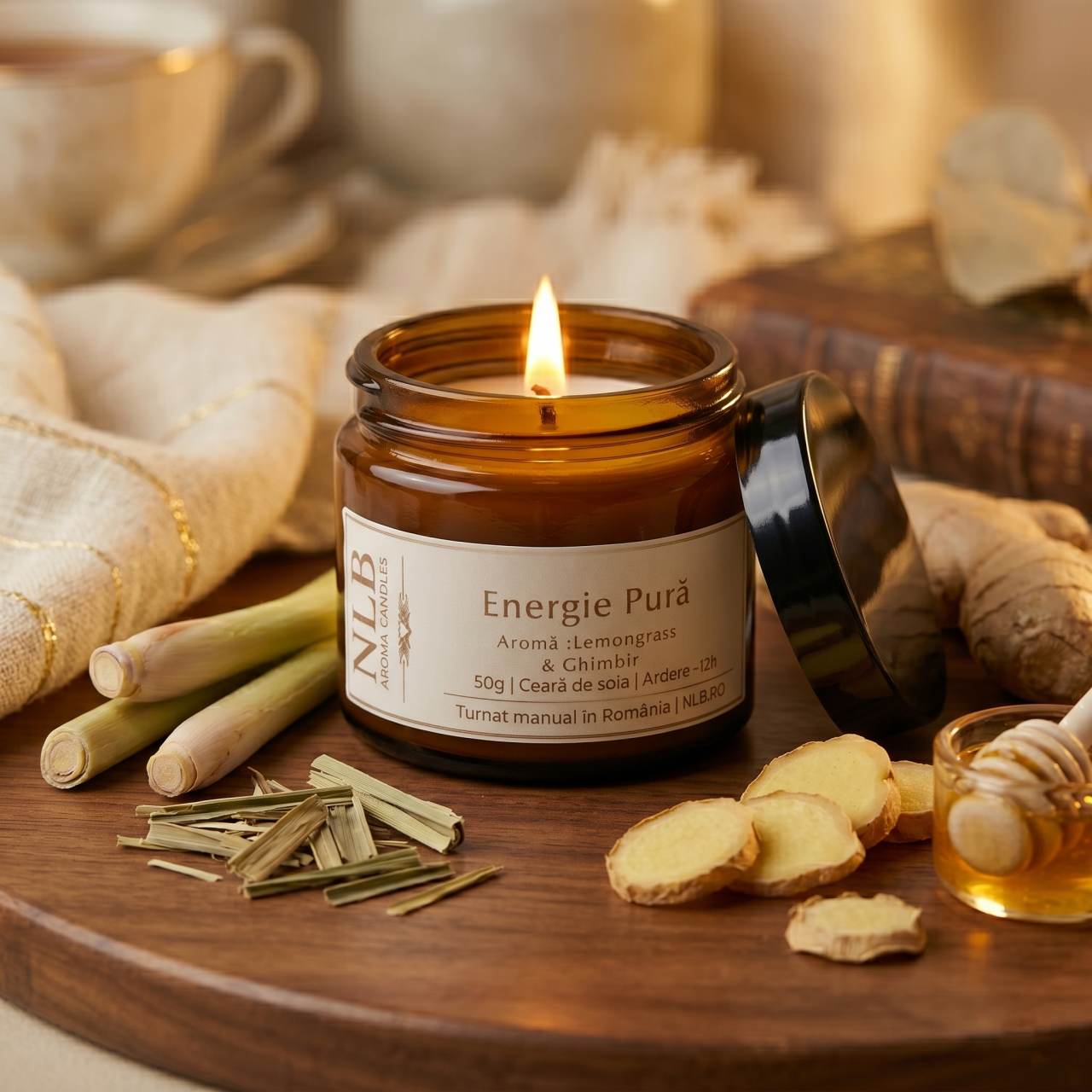 Lumânare Parfumată din Ceară de Soia "Energie Pură" - Lemongrass & Ghimbir, 50g [2]