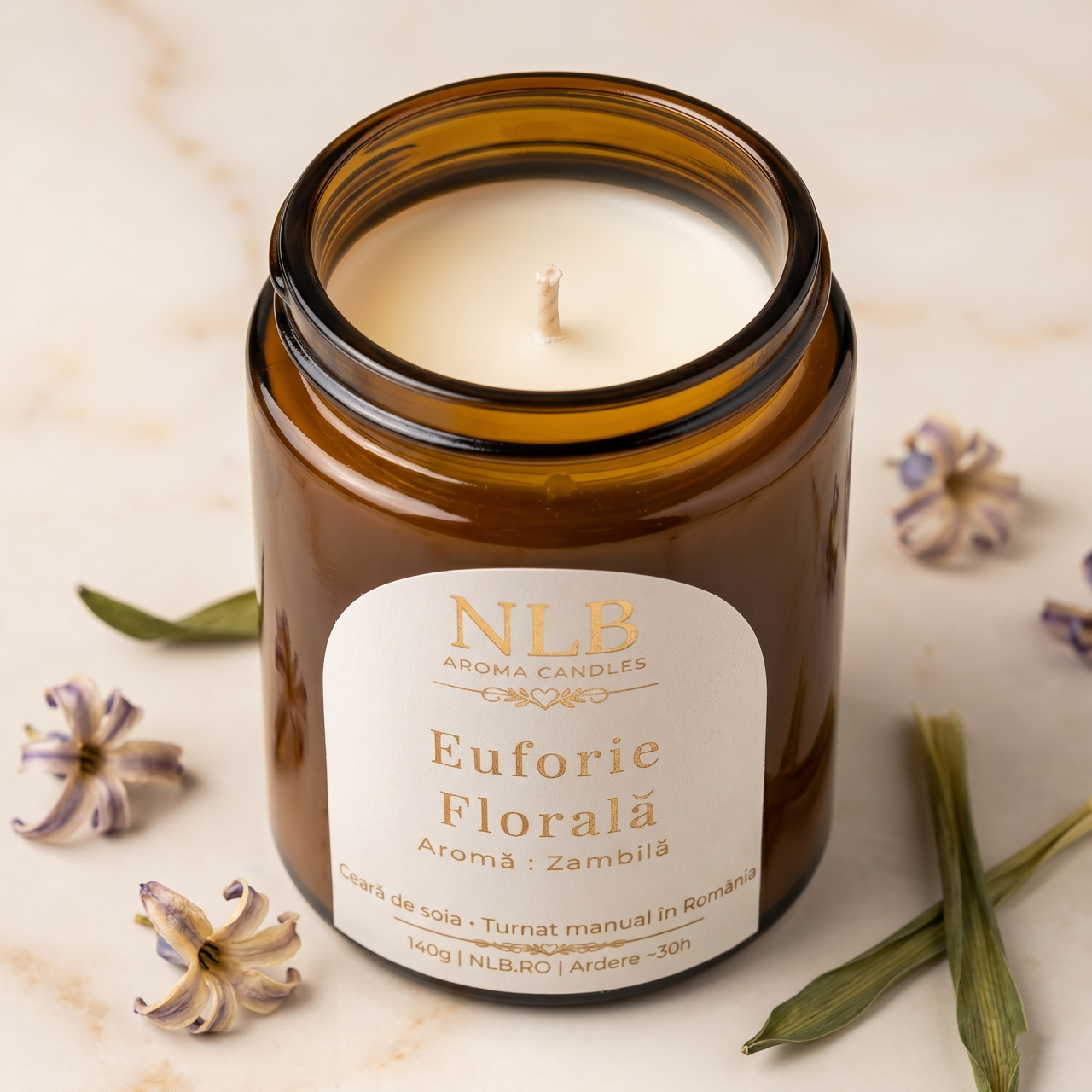 Lumânare Parfumată din Ceară de Soia "Euforie Florală" - Zambilă, 140g [4]