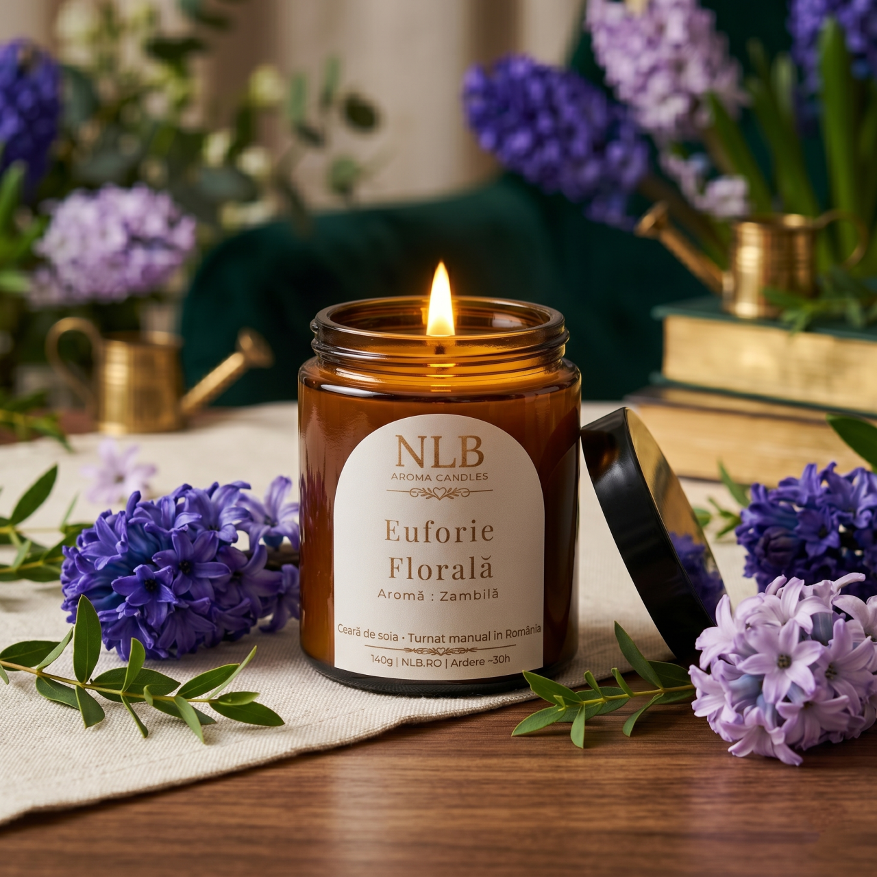 Lumânare Parfumată din Ceară de Soia "Euforie Florală" - Zambilă, 140g [2]