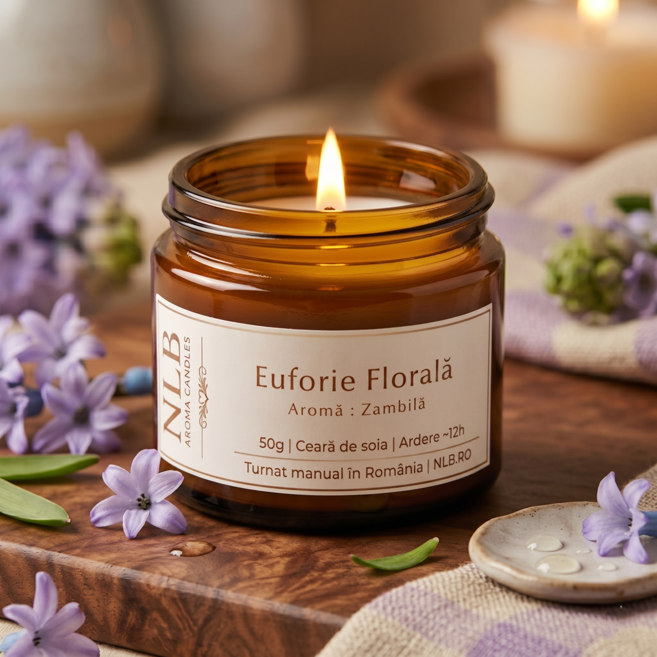 Lumânare Parfumată din Ceară de Soia "Euforie Florală" - Zambilă, 50g [2]