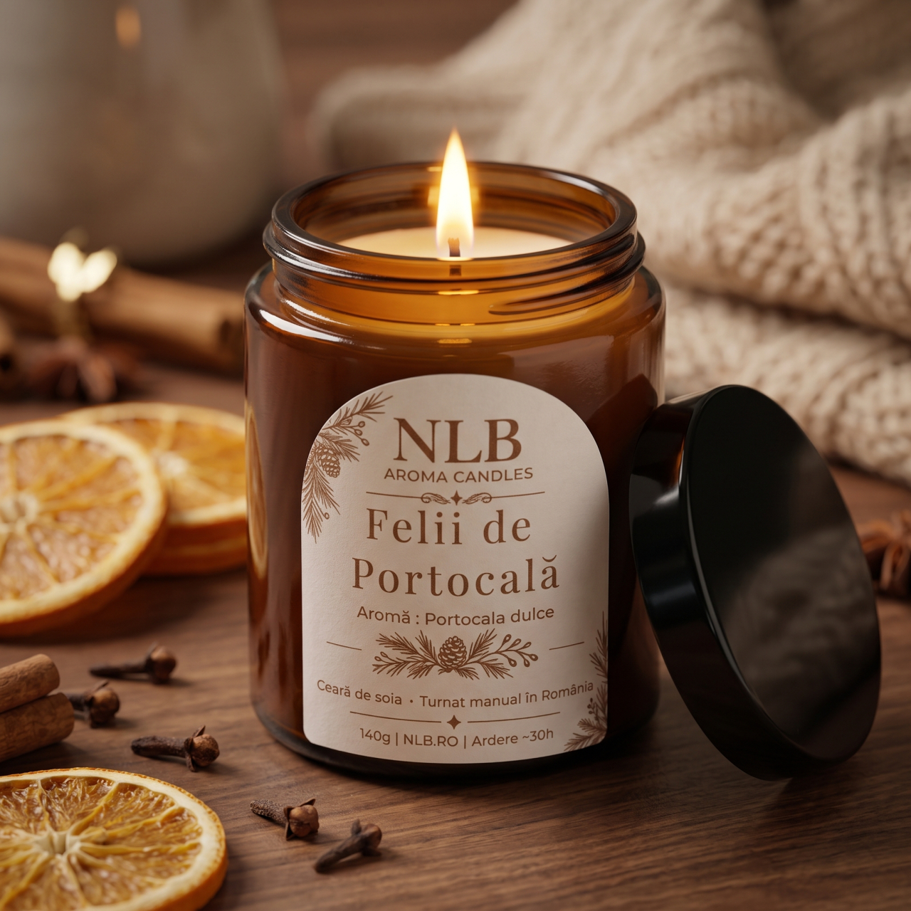 Lumânare Parfumată din Ceară de Soia "Felii de Portocală" - Portocală Dulce, 140g [4]