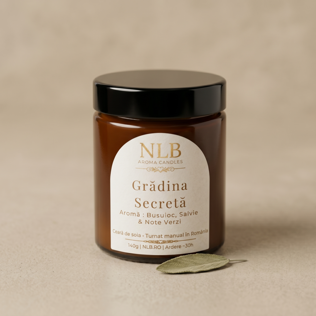 Lumânare Parfumată din Ceară de Soia "Grădina Secretă" - Busuioc, Salvie & Note Verzi, 140g [3]