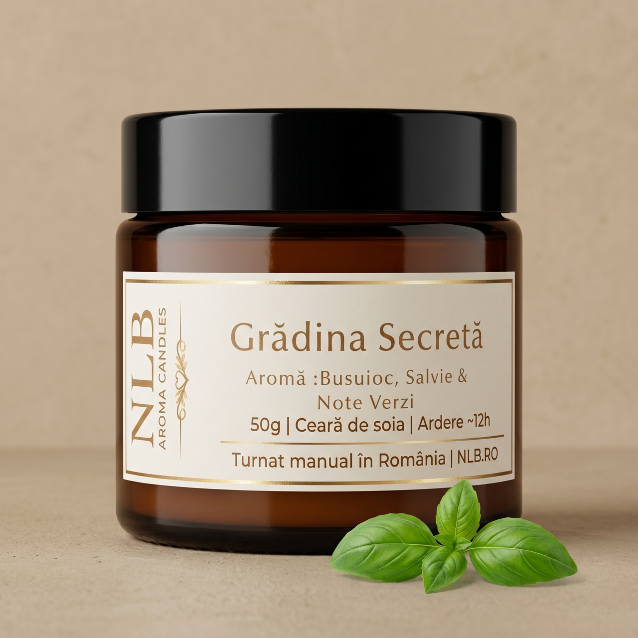 Lumânare Parfumată din Ceară de Soia "Grădina Secretă" - Busuioc, Salvie & Note Verzi, 50g [3]