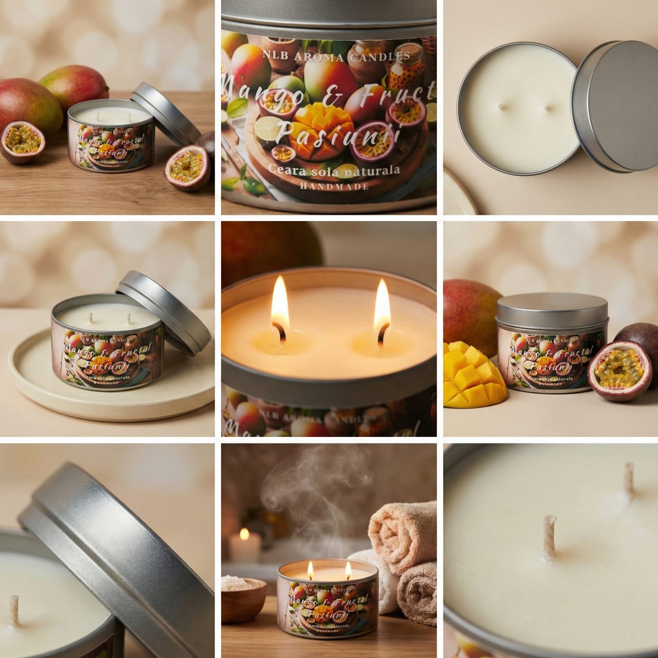 Lumanare parfumata din ceara de soia, Mango si Fructul Pasiunii, Handmade, 140g [2]
