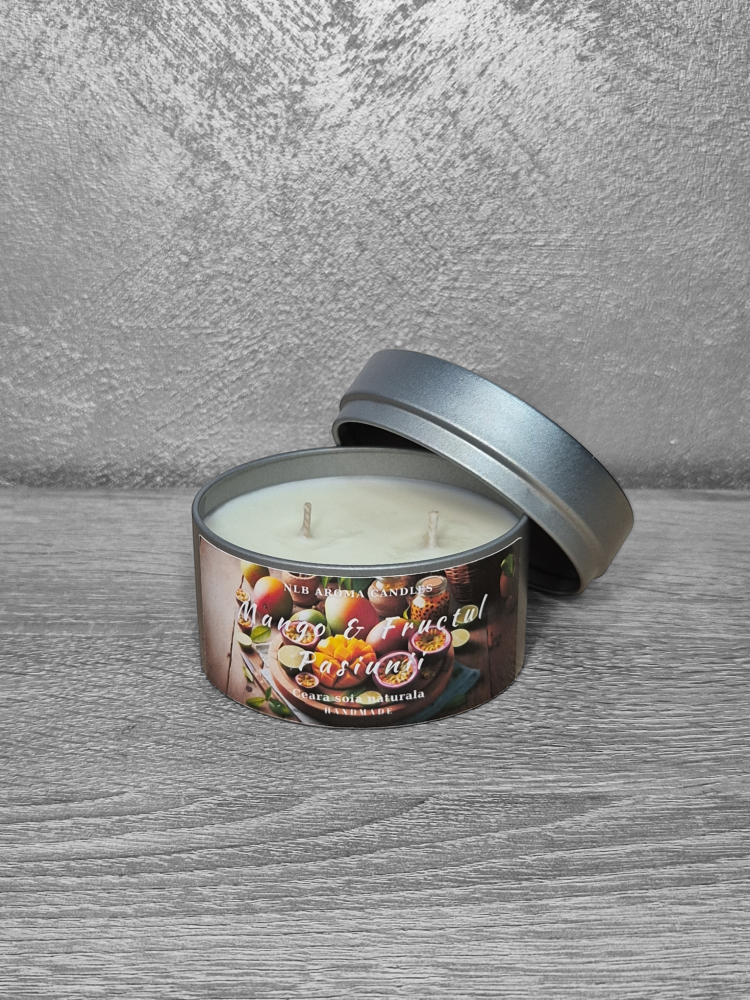 Lumanare parfumata din ceara de soia, Mango si Fructul Pasiunii, Handmade, 140g [3]
