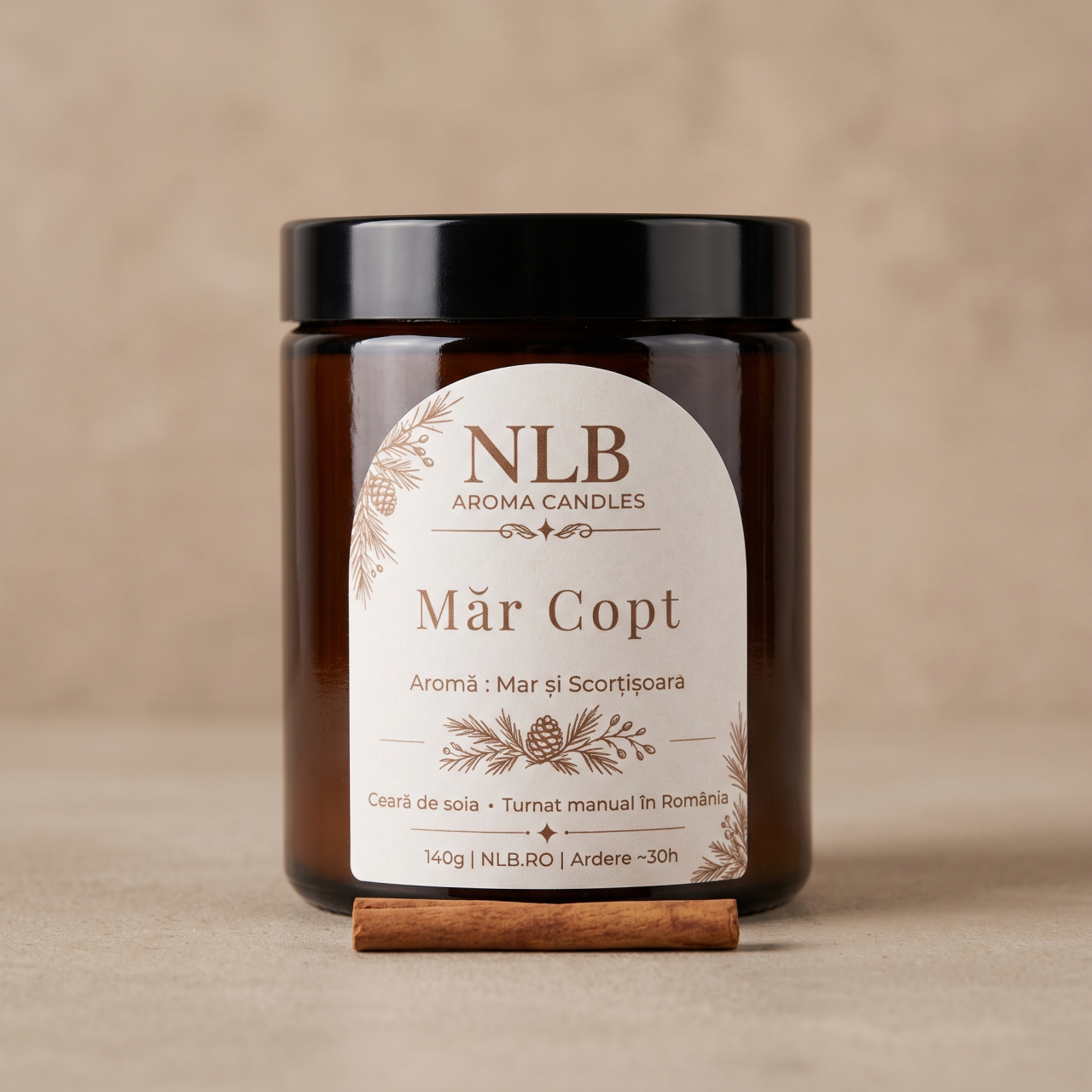 Lumânare Parfumată din Ceară de Soia "Măr Copt" - Măr și Scorțișoară, 140g [3]