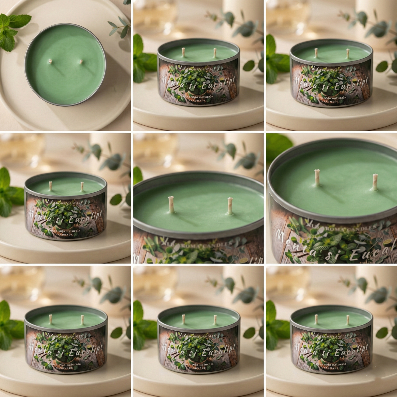 Lumanare parfumata din ceara de soia, Menta si Eucalipt, Handmade, 140g [4]