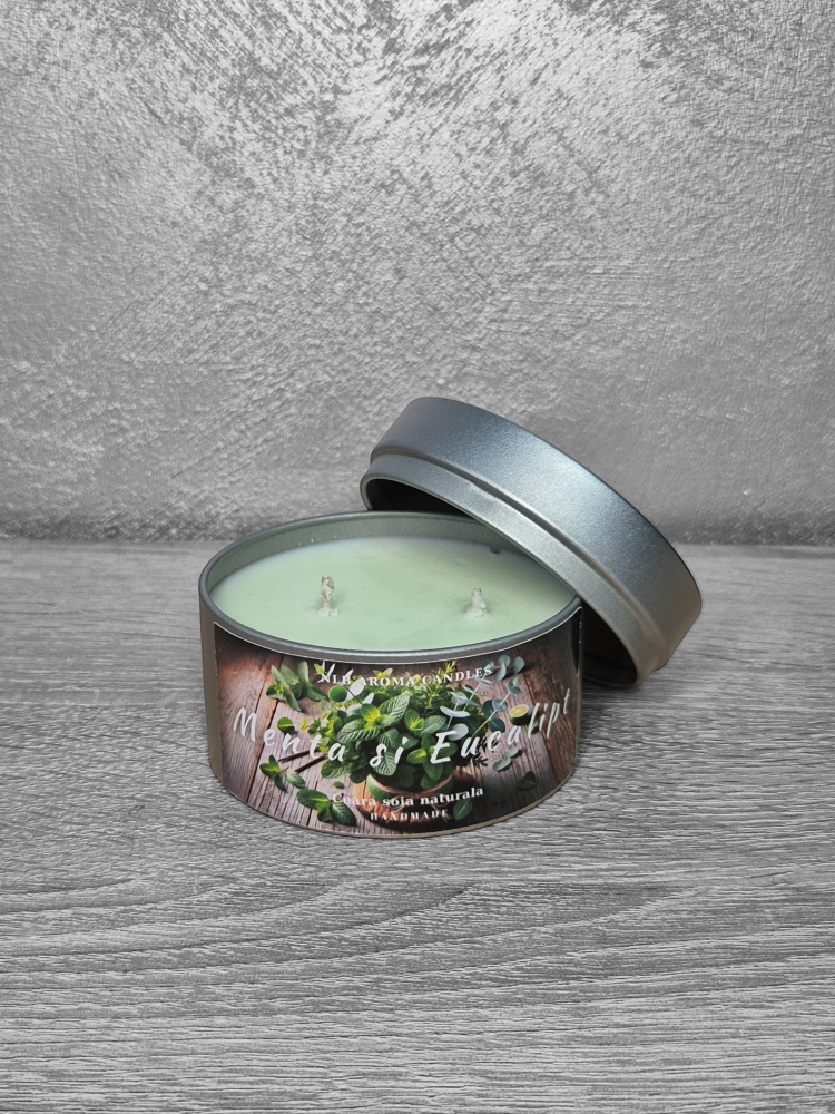 Lumanare parfumata din ceara de soia, Menta si Eucalipt, Handmade, 140g [3]