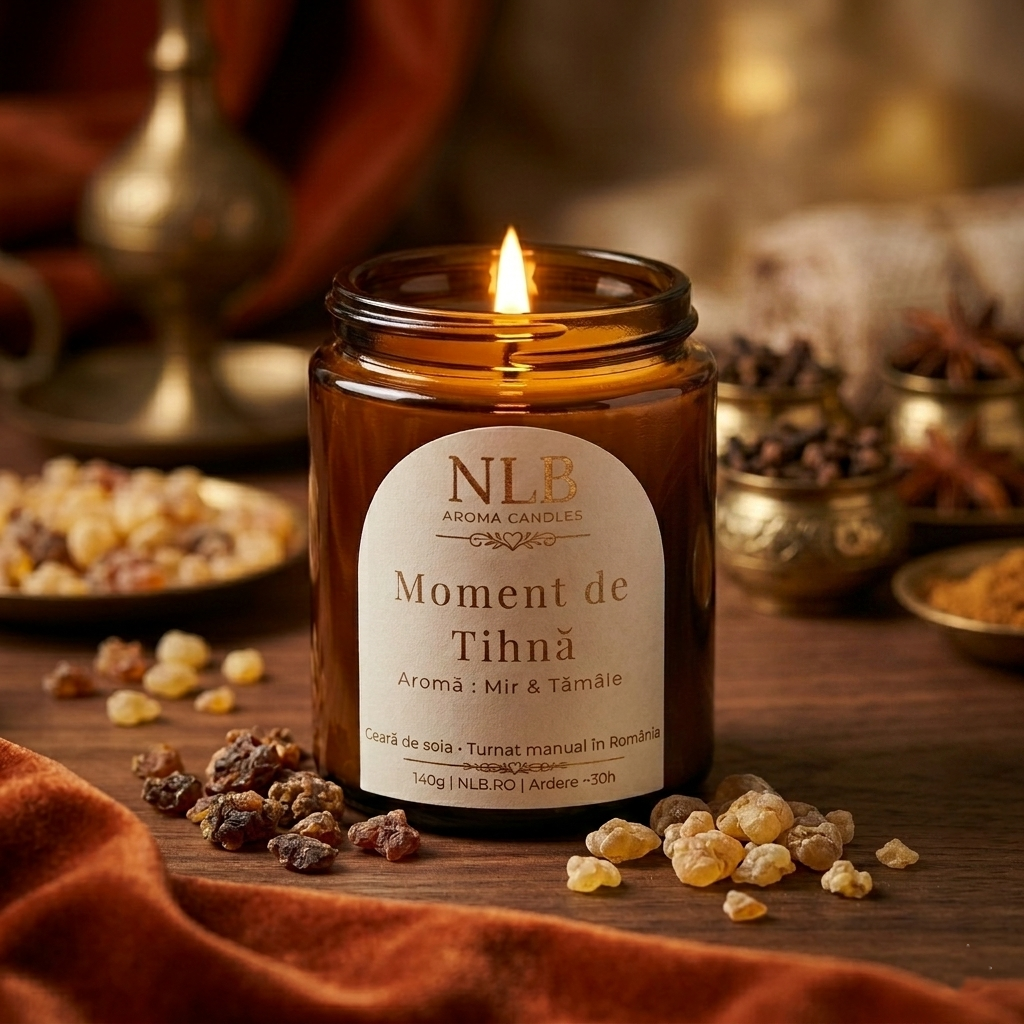 Lumânare Parfumată din Ceară de Soia "Moment de Tihnă" - Mir & Tămâie, 140g [2]